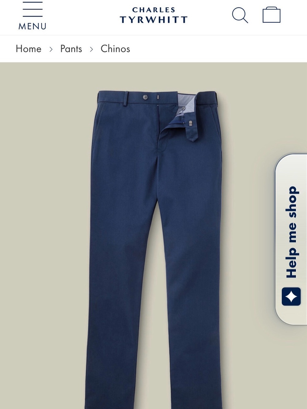 Charles Tyrwhitt Men’s Slim Fit Royal Blue Chinos